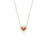 JaruJaru Delicate 1.0mm S925 Sterling Silver Necklace, Garnet CZ Crystal, Adjustable 15-18 Inch Chain with Tiny Red Heart Pendant, Hypoallergenic Jewelry Gift for Women