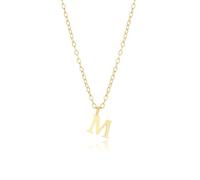 JaruJaru Delicate S925 Sterling Silver Personalized Name Necklace - 14K Gold Plated Adjustable Chain & Detachable Initial Pendant(M), Dainty Convertible Layering Jewelry for Women (38-45cm)