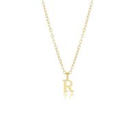 JaruJaru Delicate S925 Sterling Silver Personalized Name Necklace - 14K Gold Plated Adjustable Chain & Detachable Initial Pendant(R), Dainty Convertible Layering Jewelry for Women (38-45cm)
