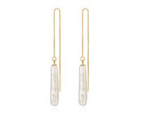 JaruJaru Freshwater Pearl threader Earrings for Women-Vermeil Chain Thread, Big Baroque Keshi Pearls, Sterling Silver Gold Plated Long Dangle/Drop Feminine Dainty Earrings with Jewellery Box