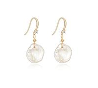 JaruJaru Gold Baroque Drop Earrings, 18K Gold-plated Sterling Silver Hooks, Petal-like Naturally Formed Freshwater Irregular Pearls, Boho Style