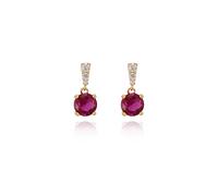 JaruJaru Hot Pink CZ Drop Earrings - Sterling Silver 925 Hypoallergenic Earrings for Women, 18K Gold Plated Tone