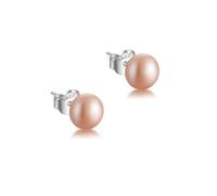 JaruJaru Large Freshwater Button Pearl Stud Earrings-7mm Champagne, S925 Sterling Silver, Near-round Flatback, Hypoallergenic Minimalist Earrings for Sensitive Ears, Comfort Sleep Earrings