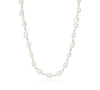 JaruJaru Love Lock Pearl Necklace - 6-7mm Baroque Freshwater Pearls with 2-3mm Round Accents, 18K Gold Plated Heart OT Clasp & Spacers, 60cm(23inch) Graduated Chain