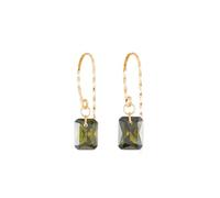JaruJaru Olive Green Drop Earrings, Sterlling Silver Hooks, Crystal Cut Cubic Zirconia Mini Square Drops, Dainty Gift for Minimalist