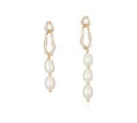 JaruJaru Uneven 5 Piece 18K Gold Plated Drop Earrings for Women with Baroque Pearls, Genuine Freshwater Cultured Pearls, 925 Sterling Silver Posts