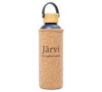 Jarvi The Sauna Bottle - Icy Cold Water & Cool to Touch even in Hot Saunas - Natural Cork x Neoprene Outer Layer - Double Wall Insulated Steel Bottle (Deep Blue, Medium - 25 oz / 750ml)