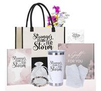 Jarvin Gardens Get Well Gift Box for Women - Stronger Than The Storm Care Package with Tumbler, Tote, Bracelet & More - Support, Recovery & Encouragement Gift (Black)