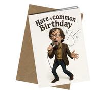 Jarvis Cocker Birthday Card - Funny Caricature with Reproduction Printed Autograph | Pulp Memorabilia, Britpop Birthday Present for Music Fans and Collectors No1949