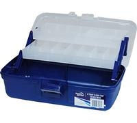 Jarvis Walker Deluxe 2-Tray Cantilever Fishing Tackle Box - Portable Clear/Blue Storage Case for Lures, Hooks & Accessories - Tough Angling Organiser