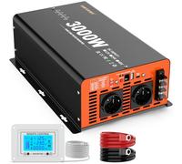JARXIOKE 3000 W Inverter 12 V 230 V Pure Sine Wave Voltage Converter Inverter with Remote Control, Screen LCD, Dual USB Ports, Type-C Port, 2 AC Sockets Inverter for Solar Vehicles Car Motorhome
