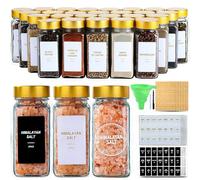 JARXSUN Glass Spice Jars with Label, 24Pcs Spice Jars with Shaker Lids-4 oz Gold Spice Seasoning Jars Bottles Containers Set for Spice Rack (24)