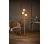 Jas Gold Floor Lamp with 3 Way White Confetti Glass Globe Shades ValueLights White One Size