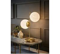 Jas Gold Table Lamp with 2 Way White Confetti Glass Globe Shades ValueLights White One Size