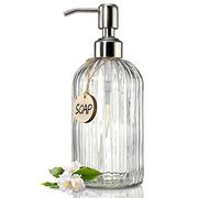 JASAI 18 Oz Clear Glass Soap Dispenser with Rust Proof Stainless Steel Pump, Refillable Liquid Hand Soap Dispenser for Bathroom and Kitchen