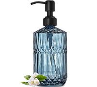 JASAI 18Oz Blue Soap Dispenser with Black Rust Proof Pump, Refillable Bathroom soap Dispenser with Thick Glass, Kitchen Soap Dispenser for Hand soap & Dish Soap.(Blue)