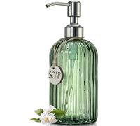 JASAI 18Oz Green Soap Dispenser with Rust Proof Pump, Refillable Bathroom Soap Dispenser with Thick Glass, Kitchen soap Dispenser for Dish soap, Hand Soap, Lotion, Body Wash.