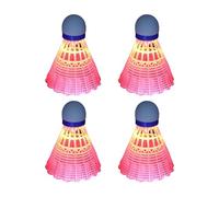 Jasaly 4Pcs Luminous Badminton Balls LED Foamed Plastic Sport Badminton Light-Up Shuttlecocks Badminton Set Pink