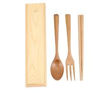 Jasaly Reusable Wooden Cutlery Set Wooden Spoon Fork Chopsticks Set Portable Tableware with Cutlery Box