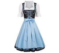 JASAMBAC German Authentic Drindl Costumes Oktoberfest Top Dirndl Dress Size L Color Black