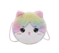 JASASCCEL Girls Kids Fluffy Fuzzy Unicorn Crossbody Purse Cute Animal Rainbow Tie Dye Plush Shoulder Bag Coin Purse, Kitty-tie Dye Pink, One Size