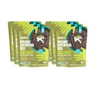 Jasberry Organic Coconut Rice - Ready to Eat Black Rice with Real Coconut Flakes | 6×200g Microwave Pouches | Vegan, Gluten-Free, Wholegrain | Quick Meal or Side Dish | Ready in 90 Seconds