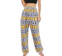 jascaela Women's Wide Leg African Floral Printed Casual Loose Pants High Waist Palazzo Trousers