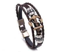 Jascatin Woven Leather Anchor Bracelet Braided Wrist Cuff Bracelets Ethnic Tribal Elastic Bracelets Wristbands for Men Women (Brown)