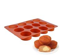 JasCherry 12 Cavity Silicone Mould for Baking, Jelly, Cupcake, Chocolate, Muffin, Ice Cube, Candles, Cookies, Non-Stick, Flexible, Heat-Resistant, Round, Dishwasher Safe