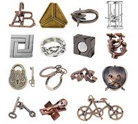 JasCherry 15Pcs/Set Brain Teaser Metal Puzzle Sets, 3D Unlock Interlocking Puzzle, Metal Knot Puzzle Mind Games, Puzzle Switch Games, Adults Educational Toy Gift, Stop Addicted to Mobilephone#1