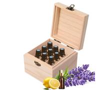 JasCherry 16 Slots Wooden Essential Oil Organizer, Hard Pine Wood Carrying Box, Holds 10 ml Aromatherapy Bottles, Ideal Organizer for Travel and Presentation