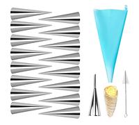 JasCherry 19pcs Non-Stick Cream Horn Cones Tubes Stainless Steel Conical Croissant Pastry Baking Moulds Set, Cannoli Form Roll Mold Corner Shaper for Christmas Anniversary and Daily Use #2