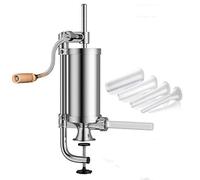 Jascherry 2.5 LB Sausage Filler Stuffer Home Made Machine - Stainless Steel Vertical Sausage Maker with Suction Base and Manual Crank for Household Use or Commercial - Capacity 2.5 lbs