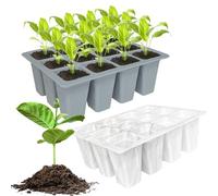 JasCherry 2 Pack Cell Seed Trays for Seedlings Reusable, Silicone Seedling Pots Plant Seed Starter Tray, Bonsai Plant Starter Kit Flexible Seedling Germination Cup for Indoor Plant Propagation