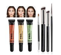 JasCherry 3 Colors Liquid Concealer Full Coverage Under Eye Concealer Makeup, Long Lasting for Dark Circles and Facial Redness collection Concealer, Face Waterproof Hydrating with Brush Set