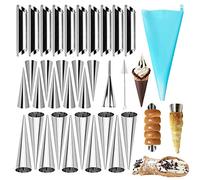 JasCherry 33pcs Non-Stick Cream Horn Cones Tubes 3 Sizes Stainless Steel Conical Croissant Pastry Baking Moulds Set, Cannoli Form Roll Mold Corner Shaper for Christmas Anniversary and Daily Use #4