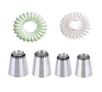JasCherry 4 PCS Large Flower Piping Tips Set - Grade Stainless Steel Big Piping Nozzles Kit for Pastry Cupcakes Cakes Cookies Decorating Supplies Baking Set #8