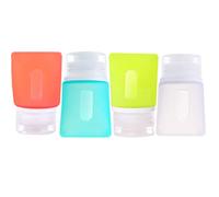 JasCherry 4 Pcs Mini Leakproof Silicone Travel Bottles Set - TSA Carry On Approved BPA Free - Squeezable Portable Storage Soft Reusable Bottle for Shampoo, Sunblock, Toiletries Etc (37ml)