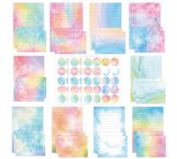 JasCherry 50 Sheets of Stationery with envelopes, 10 Designs of Stationery with 3 Sticker Sheets, Elegant Stationery Set for Invitation Cards, Congratulations Cards
