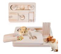 JasCherry 6 in 1 Hamster Foraging Toys Cage Accessories for Rabbits, Guinea Pigs, Gerbils, Syrians, Chinchillas, Dwarf Hamsters, Natural Wooden Boredom Breakers, Rat Enrichment Treat Feeder(A)
