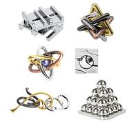 JasCherry 6Pcs/Set Brain Teaser Metal Puzzle Sets, 3D Unlock Interlocking Puzzle, Metal Knot Puzzle Mind Games, Puzzle Switch Games, Adults Educational Toy Gift, Stop Addicted to Mobilephone#5