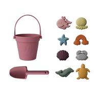 JasCherry Beach Toys for Kids, 10Pcs Silicone Beach Toy Set, Collapsible Beach Bucket, Spade, CrabTurtle Starfish Sand Molds for Beach Party Camping Fun Summer Activities Christmas (A)