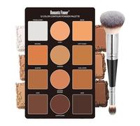 JasCherry Contour Palette, 12 Color Contouring Highlight Concealer Powder with Double Head Brush, Makeup Gifts for Women