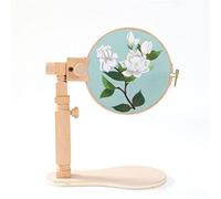 JasCherry Embroidery Hoop Stand, Wood Hoop Seat Frame Embroidery Stand, Adjustable Rotating Cross Stitch Stand, Ring Frame Adjustable Sewing Tools for DIY Craft Thread Sewing
