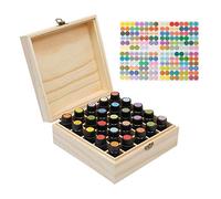 JasCherry Essential Oil Storage Box, 25 Slots Wooden Fragrance Container for 25 x 5ml or 10ml Essential Oil or Fragrance Bottles (18cmx18cmx8cm)- Keep Your Oils Safe & Space Saver