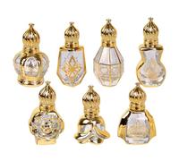 JasCherry Mini Vintage Essential Oils Roller Bottles, 7PCS Empty Multi-Angle Shaped Glass Rollerball Bottle Roll on Bottles for Travel Perfume Aromatherapy Sample Container