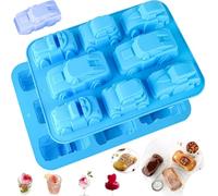 JasCherry Silicone 3D Car Shaped Chocolate Moulds, 8 Cavity Muffin Tray Soap Mould Baking Bakeware Mold for DIY Jelly, Biscuits, Chocolate, Candy, Cheesecake, Muffin