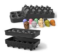 JasCherry Silicone Ice Cube Tray Mold, 10 Cavity 3D Skull Chocolate Silicone Ice Cube Moulds for Halloween DIY Candy Cake Soap, Jelly Moulds Maker for Chilling Bourbon, Whiskey, Cocktail, Beverages