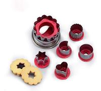 JasCherry Vegetable Fruit Cutters Shapes Set, 6-Pack Linzer Cookie Cutters Stainless Steel, Hollow Sauce Jam Filled Torte Mold Christmas Tool Cake DIY Mousse, Donuts, Fondant and Fruit