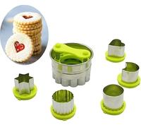 JasCherry Vegetable Fruit Cutters Shapes Set, 6-Pack Linzer Cookie Cutters Stainless Steel, Hollow Sauce Jam Filled Torte Mold Christmas Tool Cake DIY Mousse, Donuts, Fondant and Fruit